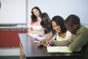 Two students working together